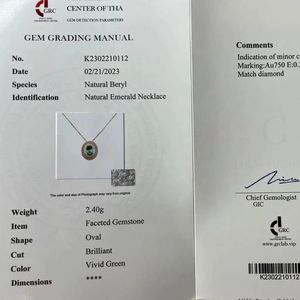 Collier en or fin 18 carats Au750 pour femme avec pendentif émeraude et diamants Xinfly 0,45 ct - Product Image 5