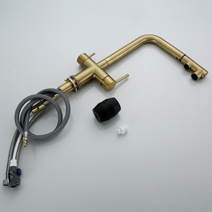 Deck Mount Double Handle Modern <strong>Kitchen</strong> Faucet Brass Hot Cold Mixer <strong>Taps</strong> with Ceramic Valve Core Side Spray <strong>Kitchen</strong> <strong>Tap</strong> <strong>Filter</strong> - Product Image 3