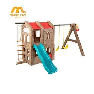 Monle Hot selling nature deep forest amusement park children's outdoor swing slide combination