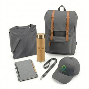 2026 Customized Eco-Friendly Promotional Gift Set Reusable <b>Canvas</b> Backpack with Bamboo Tumbler Notebook Corporate Gift Pack - Product Image 3