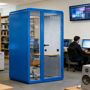Cabine de bureau insonorisée portable en acier moderne, sans installation, silencieuse, double usage, bureau à domicile, salle de diffusion en direct - Product Image 6