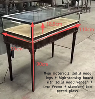 Vitrine à bijoux en bois avec éclairage LED, présentoir verrouillable en verre trempé pour comptoir de vente au détail, meuble de présentation vintage