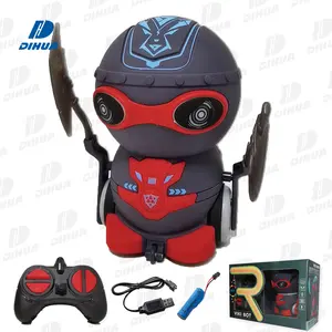 RC Battle Robot Ninja With Weapons Cartoon Assassin Toy Remote Control Fighting Robot For Kids With Light And Sound