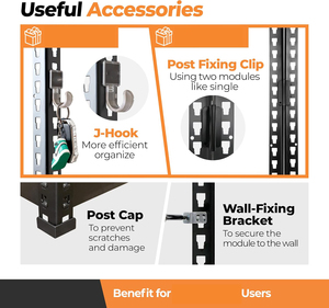 5 Layers 800lbs Black Warehouse 200kg Boltless Garage Storage Racking Z Beam Boltless Shelves - Product Image 3