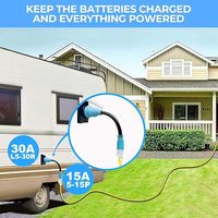 Kabel adaptor 30 Amp ke 15 Amp 125 Volt RV dengan konektor pengunci, NEMA 5-15p untuk L5-30R kunci putar tugas berat wanita STW 10 Gauge