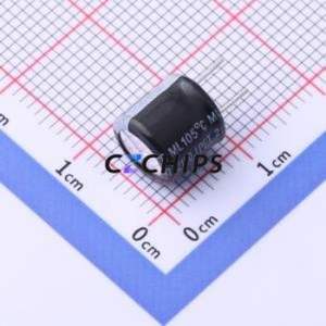 Condensateur électrolytique en aluminium à montage traversant EML1CM221F07C50T, composant à montage traversant (THT), D8xL7mm 220uF 20% 16V 3.5mm - Product Image 2