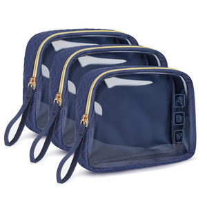 Clear Travel Makeup <b>Bag</b> with <b>Zipper</b> Closure Large-Capacity Waterproof Material Stylish for Women's Toiletry Cosmetic <b>Storage</b> - Product Image 2