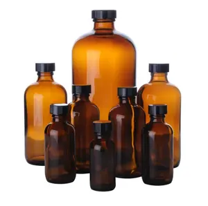 Wholesale 15ml 30ml 60ml 120ml 240ml 480ml 960ml Amber Glass Bottle Boston Round Glass Bottle