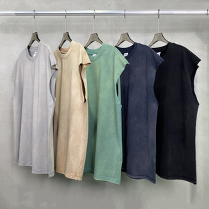 Tùy Chỉnh Không Tay Vest T Áo Sơ Mi Cao Đường Phố Người Đàn Ông Cổ Điển Rửa Vest <span class=keywords><strong>Tank</strong></span> Top Unisex Ngắn Tay Áo Axit Rửa Cổ Điển Vest - Product Image 5