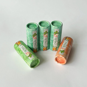 หลอดกระดาษคราฟท์สีขาวพิมพ์ลาย ทำมือ แบรนด์ดัง รีไซเคิลได้ ย่อยสลายได้ เป็นมิตรกับสิ่งแวดล้อม สำหรับใส่ผลิตภัณฑ์แข็ง เช่น ลิปบาล์ม หรือผลิตภัณฑ์ระงับกลิ่นกาย - Product Image 6
