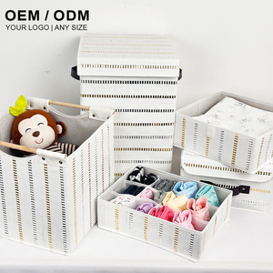 Thân Thiện Với Môi Dệt Lidded Lưu Trữ Bin Với Da Xử Lý Đa-Sử Dụng Tổ Chức Cho Nhà Văn Phòng - Product Image 6