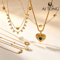 Collier hypoallergénique en or 18 carats plaqué or, sans ternissement, avec chaîne en corde arc-en-ciel et cœur en zircon cubique, pour femme, style Old Money Coquette, superposé, cadeau, vente en gros
