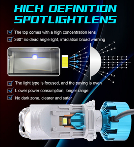 Tres lentes H4 Mini Led proyector faro bombilla 170W 18000LM coche Led lente camión Bi Led proyector lente - Product Image 5