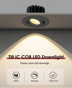 COB <span class=keywords><strong>Downlight</strong></span> Can <span class=keywords><strong>Exterior</strong></span> Globo ocular Luz montada en el techo Regulable <span class=keywords><strong>Downlight</strong></span> Flicker Free Regulable Cob Empotrable <span class=keywords><strong>Led</strong></span> <span class=keywords><strong>Downlight</strong></span> - Product Image 3