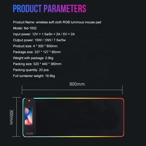 Alfombrilla de Ratón Inalámbrica para Juegos con Carga Inalámbrica, RGB, de Goma, Grande y Extendida, de 10W 15W - Product Image 6