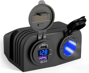 Panneau <span class=keywords><strong>de</strong></span> tente étanche à deux trous QC3.0 double chargeur USB 12V/24V prise allume-cigare pour <span class=keywords><strong>voiture</strong></span> moto bateau Marine ATV - Product Image 1