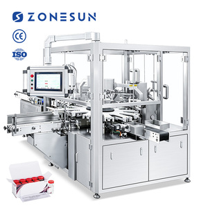 ZONESUN ZS-MSZH10 Automatic Vertical Vial Glass Bottle Folding Box <b>Sealing</b> Packaging Cartoning Machine with Leaflet Insertion - Product Image 1