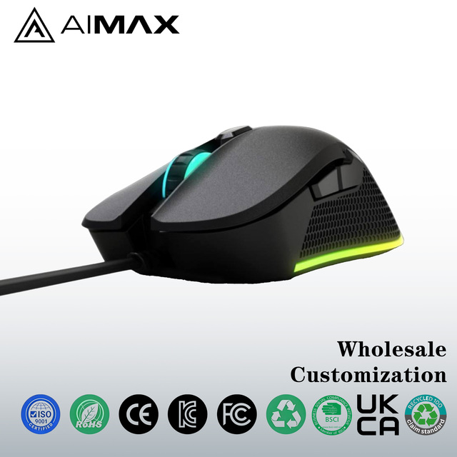 Professional Wired USB Gaming Mouse Ergonomic Right-Handed RGB Underglow Optical Gamer Mice with Textured Side Grips OEM