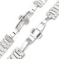 Bracelet en acier brossé MOD compatible avec le boîtier de montre PRX, maillons convexes solides, fermoir à double verrouillage avec bouton poussoir, pièces de montre