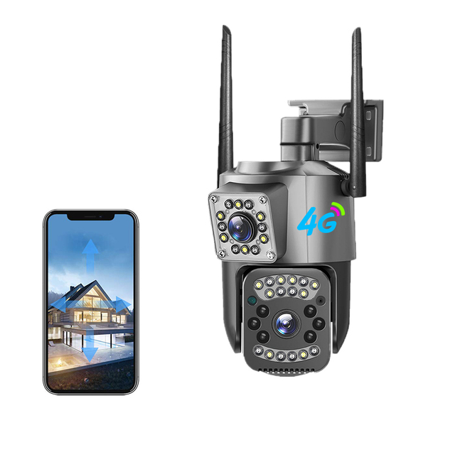 Factory Wholesale OEM Wireless IP Camera PTZ Outdoor 4G LTE Camera V380 Pro 4G Sim Card CCTV Dual Lens Security Camera