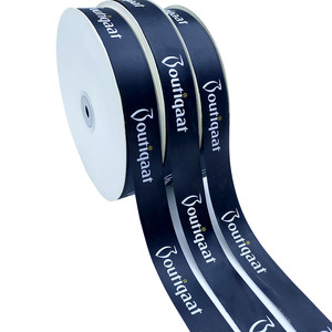 Gift Packing Wholesale Custom Logo 1inch 25mm <strong>Black</strong> Printed 100% Polyester Single Face Eco-friendly Satin <strong>Ribbon</strong> - Product Image 4