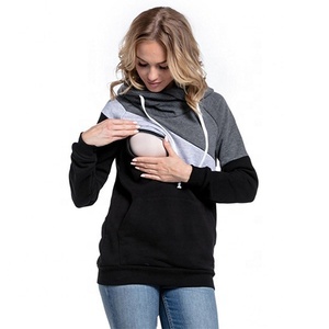 NZMAN Lot de 2 Chemises <span class=keywords><strong>d</strong></span>'<span class=keywords><strong>allaitement</strong></span> à manches longues avec capuche, Haut <span class=keywords><strong>d</strong></span>'<span class=keywords><strong>allaitement</strong></span>, Sweat-shirt gris rayé/gris raglan, Tricoté, Lavage en machine - Product Image 5