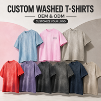 T-shirt en coton uni décontracté unisexe, lavé, doux, respirant, confortable, grande taille, coupe oversize, manches courtes, été, OEM ODM