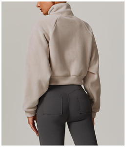 Chaqueta de gimnasio a prueba de viento con cuello levantado a la moda para mujer, abrigo de Yoga informal con cremallera y bolsillo grueso para mujer - Product Image 3