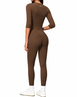 Conjunto de Yoga para Mujer, Leggings de Cintura Alta, Top Corto de Manga Corta, Ropa Deportiva, Ropa de Gimnasio, Conjunto Deportivo Suave y Elástico