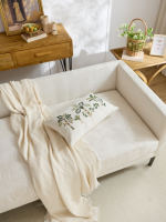 Housse de coussin moderne en faux lin brodée de palmiers tropicaux de luxe, amovible, lavable, avec fermeture éclair, pour la décoration de la maison