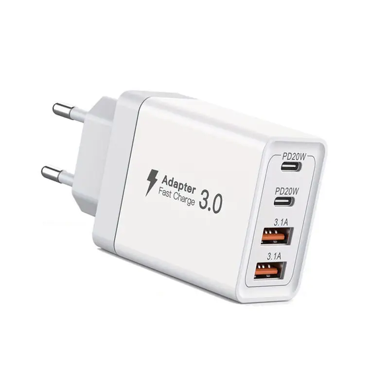 55W 4 Charging Ports USB-C Wall Charger Dual PD+USB Charger Adapter 55W Fast Charging charger Plug For Mobile Phone Tablet