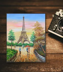 Handmade sơn dầu hiện đại trang trí nội thất tháp Eiffel số lượng lớn giá thấp Kích thước nhỏ bán buôn canvases
