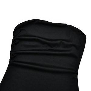 Robe longue de soirée asymétrique moulante noire en dentelle à col halter pour femme - Product Image 5