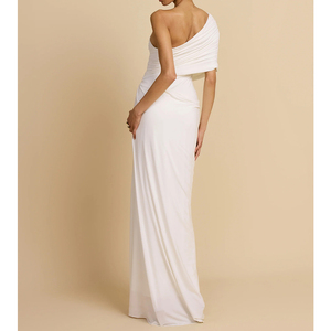Robe longue blanche asymétrique pour femme 2026 Nouvelle robe de soirée moulante froncée Service personnalisé OEM ODM - Product Image 2