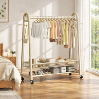 Porte-manteau domestique à 2 niveaux avec roulettes universelles – Organisateur de rangement pratique pour vêtements