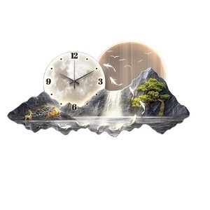 Tranh đồng hồ treo tường tĩnh vật hiện đại phong cách Jinshan Rizhao, vẽ sơn tĩnh điện tùy chỉnh, trang trí sang trọng cho phòng ăn/phòng khách - Product Image 5