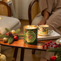 A07D Bougies parfumées en cire de soja dans un bocal en verre électro-plaqué, décoration de Noël de luxe à étiquette privée, comme cadeau
