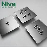 Interruptor de palanca de latón de 1 vía y 2 posiciones Niva Luxury, estilo retro, panel de acero inoxidable, personalización OEM, solución eléctrica para pared del hogar