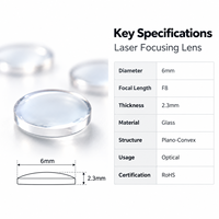 Lentille de focalisation en verre ZhonNa 6mm F8mm, épaisseur 2.3mm, lentille sphérique optique pour équipement laser d'alignement de roues de pneus