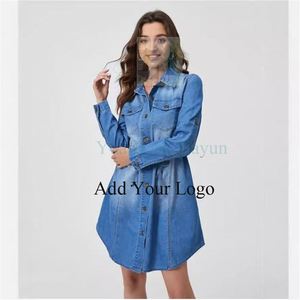 महिलाओं की मिडी-लंबाई डेनिम ड्रेस फ्लैप पॉकेट स्टडेड डिजाइन बटन ड्रॉप कंधे-उच्च गुणवत्ता वाले बेटेड कैजुअल - Product Image 3