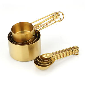 Para <span class=keywords><strong>Amazon</strong></span>, taza medidora graduada para hornear de acero inoxidable de 5 piezas y juego de cucharas chapadas en oro, herramientas de medición Premium - Product Image 5