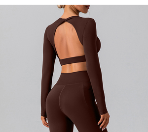 Otoño e invierno sexy ajustado de manga larga ropa de yoga al aire libre de secado rápido Camiseta deportiva correr desnudo ropa de fitness top - Product Image 5
