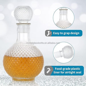 Botellas de Vidrio Transparente de 250 ml, 500 ml, 1000 ml, Botellas de Vidrio Vacías con Tapón de Vidrio para Licor, Whisky, Brandy, Vodka, Ron - Product Image 4