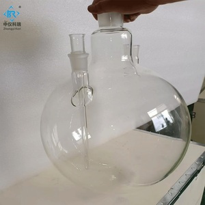 Flacons de laboratoire <span class=keywords><strong>en</strong></span> <span class=keywords><strong>verre</strong></span> à 3 ou 4 cols à haute teneur <span class=keywords><strong>en</strong></span> borosilicate à fond rond ou plat Prix compétitifs pour une utilisation <span class=keywords><strong>en</strong></span> laboratoire - Product Image 2