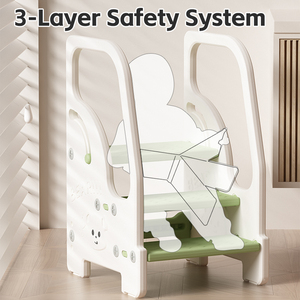 Taburete de aumento de altura de baño para niños con reposabrazos Lavabo de bebé Reposapiés Ottomon Muebles para niños - Product Image 5