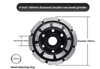 Disque de meulage diamanté à double rangée à liaison métallique de 4 pouces pour meuleuse d'angle avec filetage M14 5/8-11