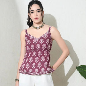 Jamuni Peplum <b>Top</b> Woven Summer Floral Printed Boho <b>Top</b> with <b>Sweetheart</b> <b>Neckline</b> Stretchy Waist 100% Cotton Quick Dry - Product Image 1