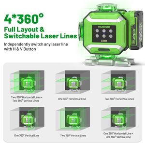 Nivelador Láser <span class=keywords><strong>HUEPAR</strong></span> DP04CG de 16 Líneas <span class=keywords><strong>4D</strong></span> de Nuevo Diseño para Agricultura, Kit de Indicadores LED con Ajuste de Brillo - Product Image 5