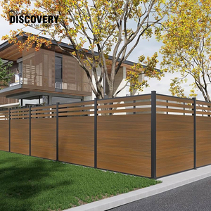 Clôture composite WPC co-extrudée sur mesure, revêtement mural <span class=keywords><strong>extérieur</strong></span> pour jardin, poteaux en aluminium, bois-plastique traité chimiquement sous pression - Product Image 4