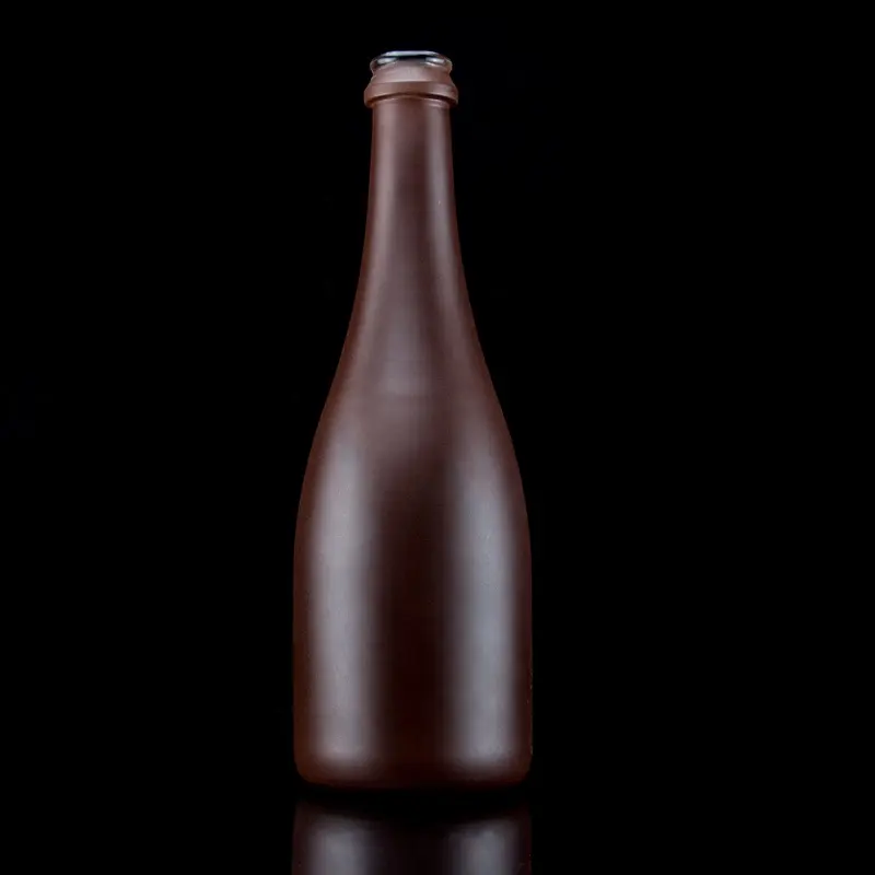 थोक अद्वितीय डिजाइन तांबा लेपित 500 ml शैम्पेन कांच की बोतल 500 ml के साथ शैम्पेन की बोतल मैट खत्म
